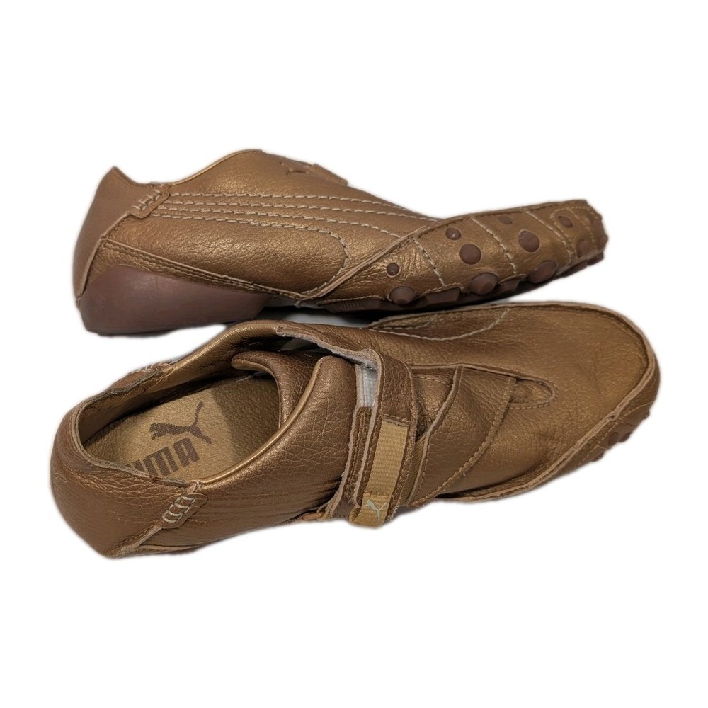 Vintage Puma Amoko 2 Womens 9.5 Brown Croc Embossed Leather Driving Loafers - Picture 10 of 10